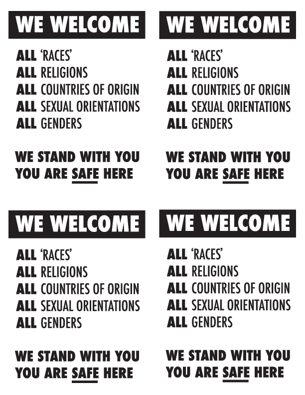 all welcome - black+white